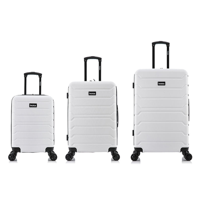 InUSA Trend 3-Piece Hardside Spinner Carry-On Luggage Set, TSA Checkpoint Friendly, White (IUTRESML-WHI)
