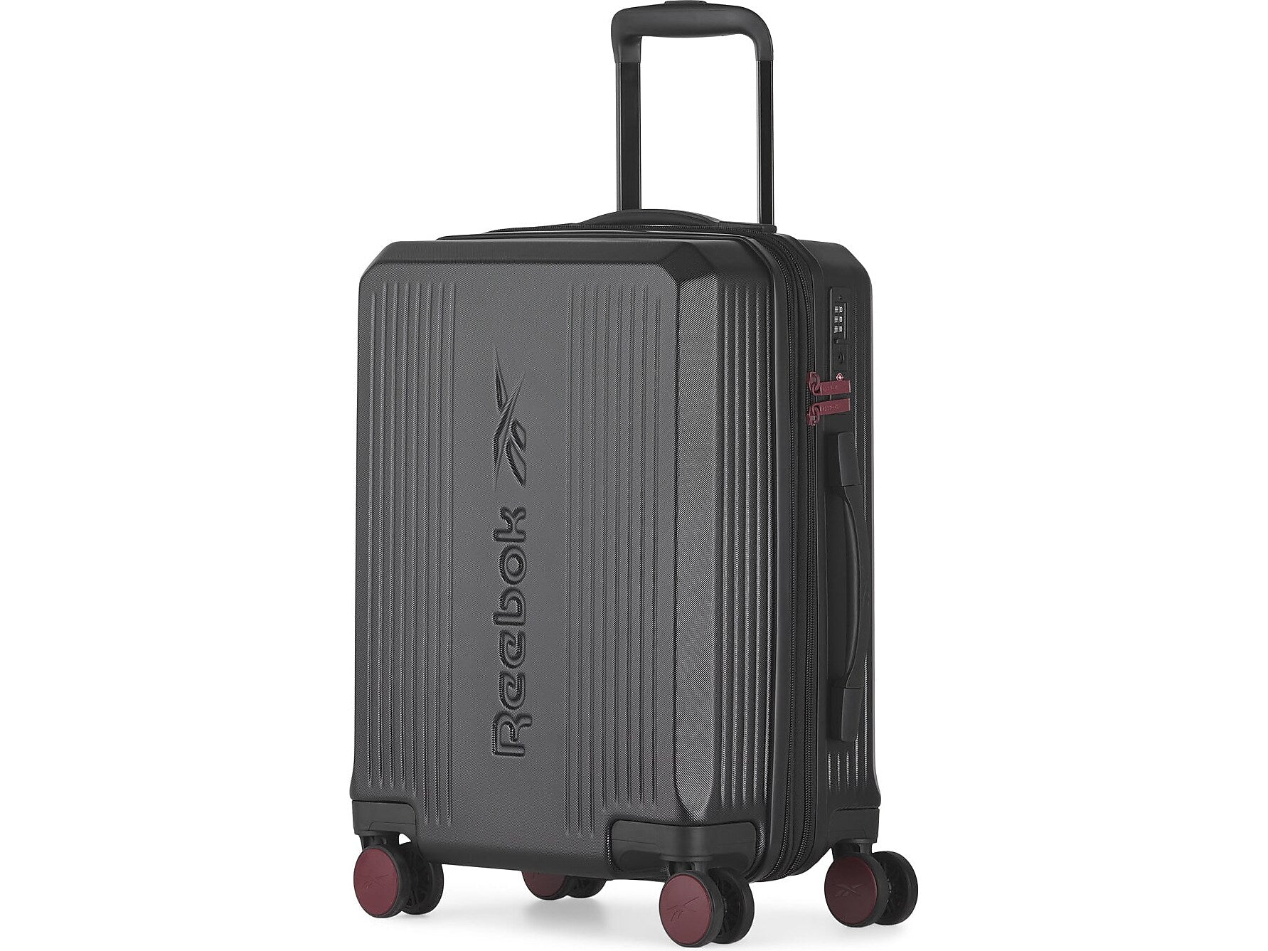 Reebok 21.25" Hardside Carry-On Suitcase, 8-Wheeled Spinner, TSA Checkpoint Friendly, Black (HLG4420RB-BLACK)