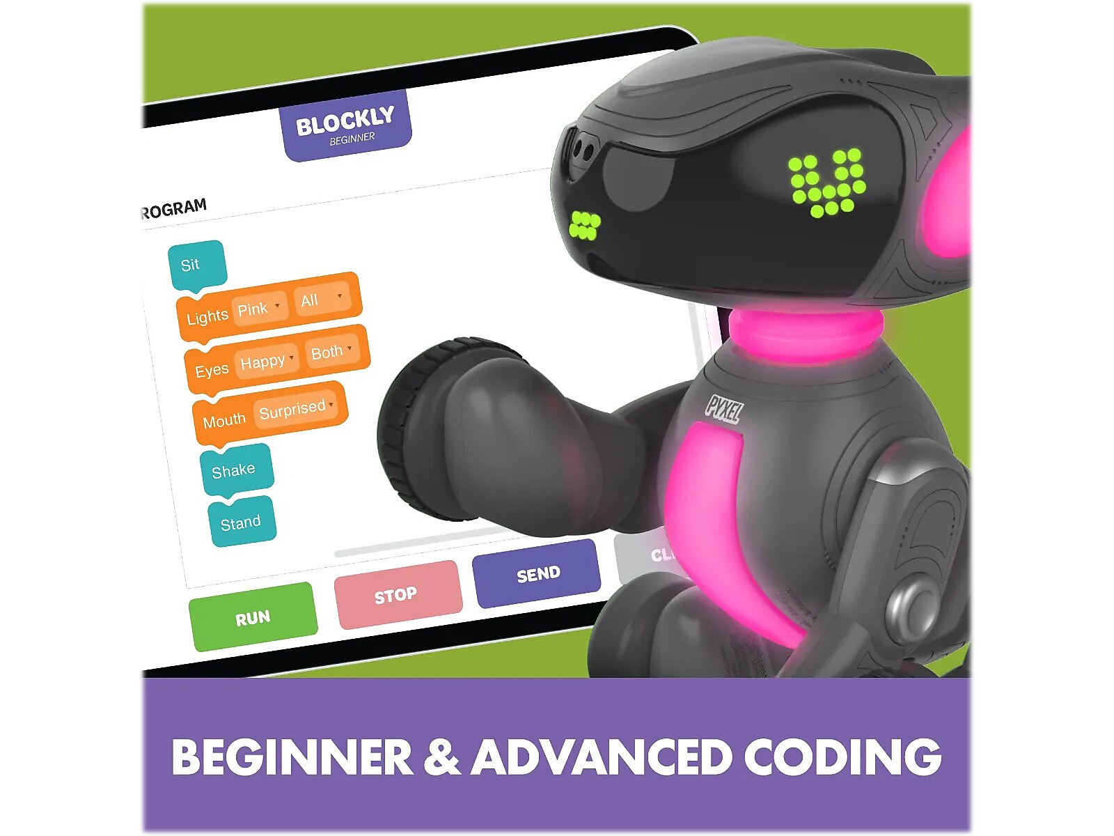Educational Insights PYXEL A Coder's Best Friend Programmable Pet, Black (1130)