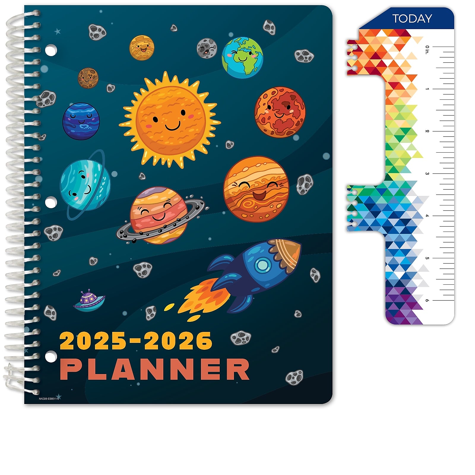 2025-2026 Global Printed Products Space Happy Planets 8.5" x 11" Academic Weekly & Monthly Planner, Paper Cover