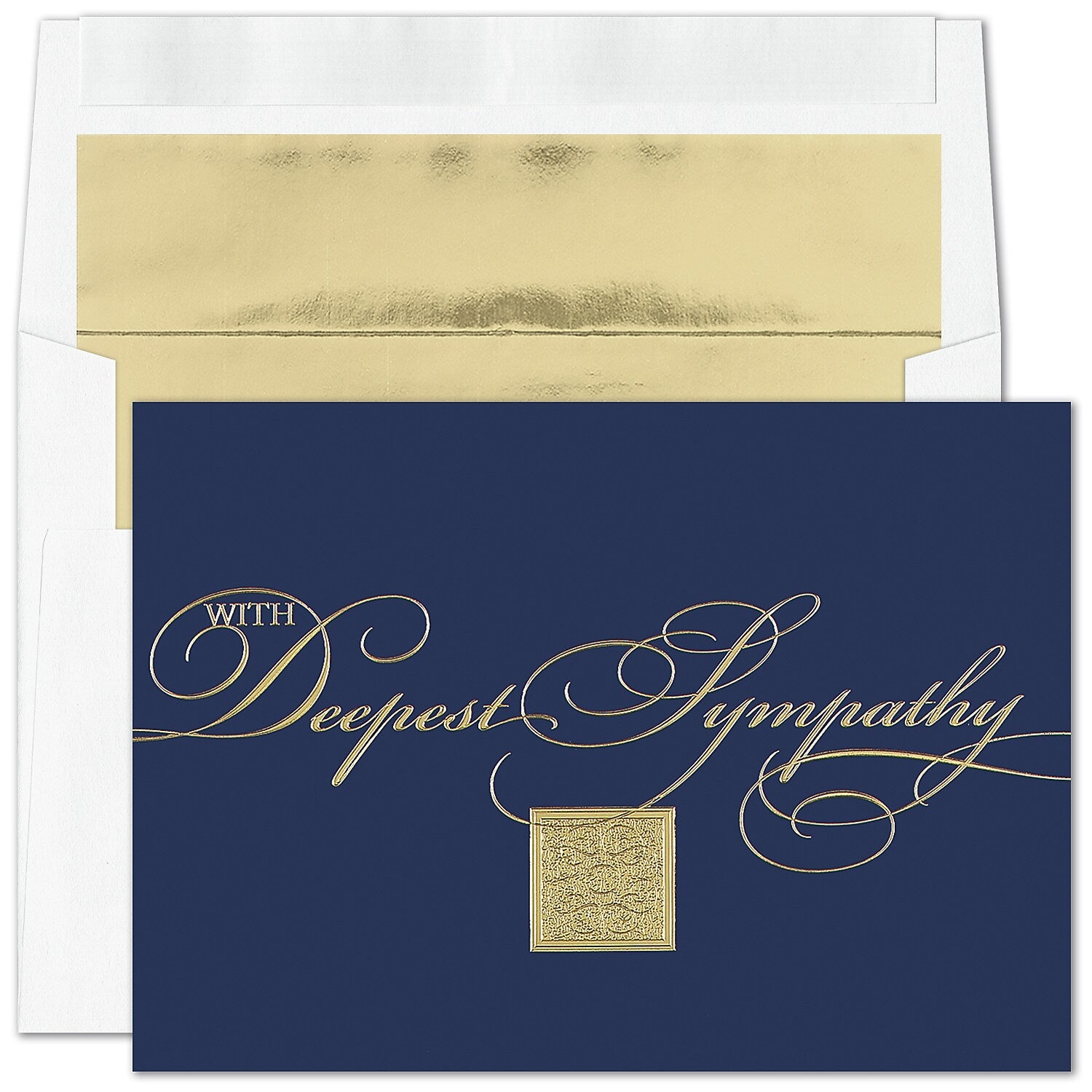 "With Deepest Sympathy" Card w/ Gold Lined White Envelope, 50/BX