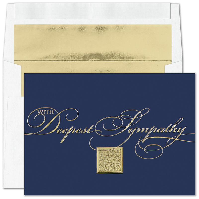 "With Deepest Sympathy" Card w/ Gold Lined White Envelope, 50/BX
