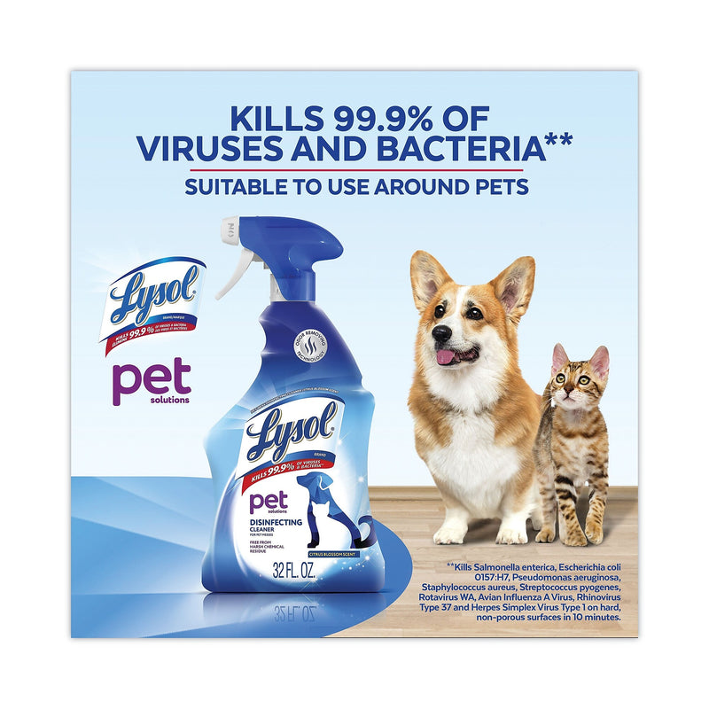 LYSOL Brand Pet Solutions Disinfecting Cleaner, Citrus Blossom, 32 oz Trigger Bottle, 9/Carton (RAC99653CT)