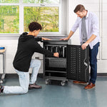 Luxor Lockable 30-Unit USB-C Secure Charging Cart, Black Powder-Coated Steel (CHMC002)