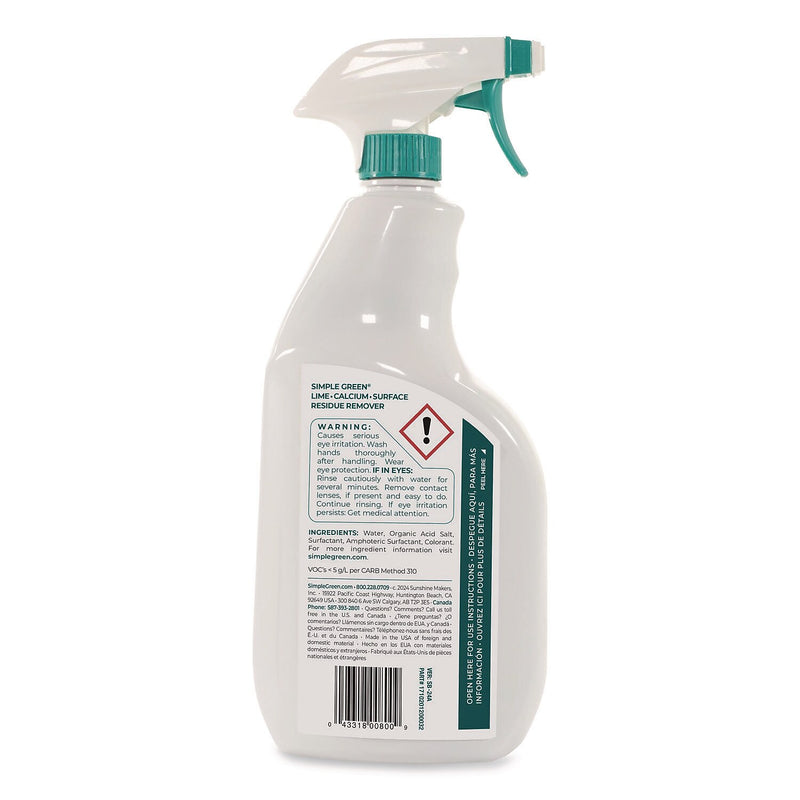 Simple Green Lime Calcium Surface Residue Remover Degreaser, 32 oz., 12/Carton (1710201200032)