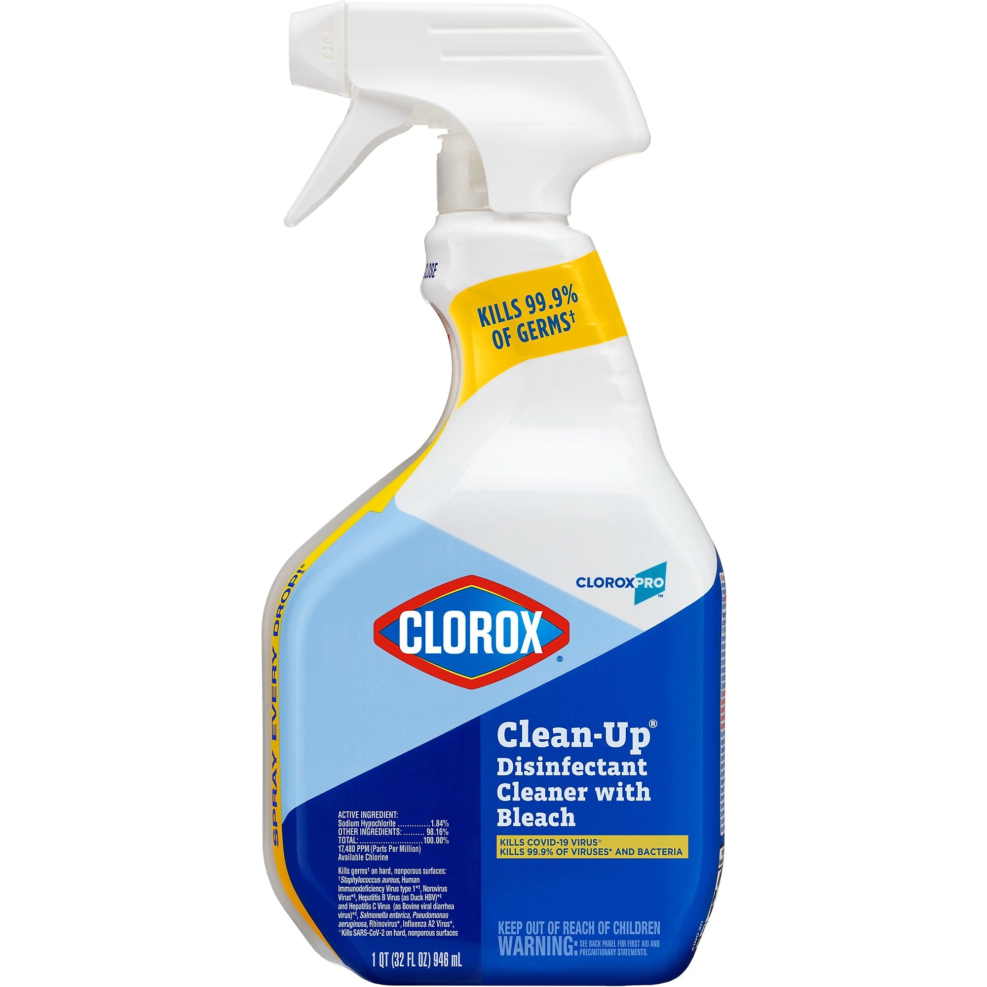 CloroxPro Clorox Clean-Up Disinfectant Cleaner with Bleach Spray, 32 Ounces (35417)
