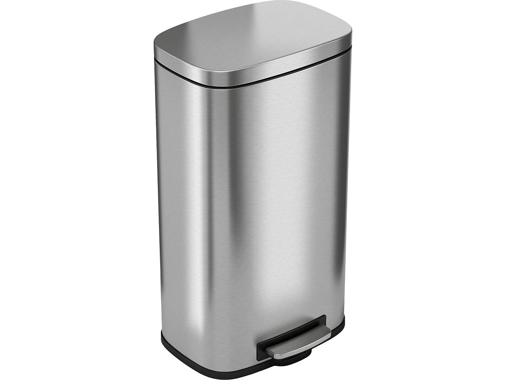 HLS Commercial Stainless Steel Step Trash Can with Hinged Lid, 8-Gallon, Silver (HLSS08R)
