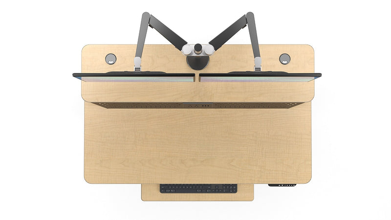 VersaDesk PowerLift Split-Level 48"W Electric Rectangular Adjustable Standing Desk, Maple/Black (PL2SD4830-BM)