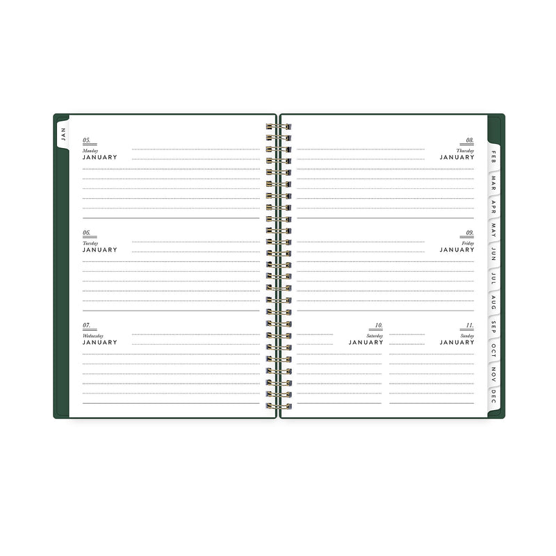2026 Blue Sky Bespoke Letterpress 5.875" x 8.625" Calendar Year Weekly & Monthly Planner, Deep Forest Green