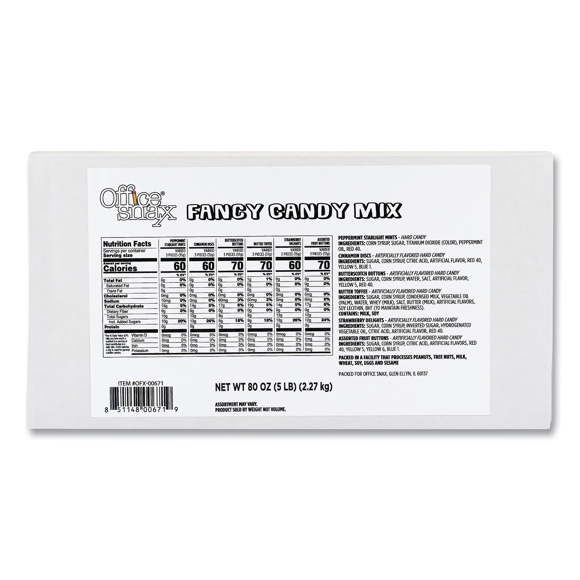 Office Snax Fancy Candy Mix, 5 lbs. (OFX00671)