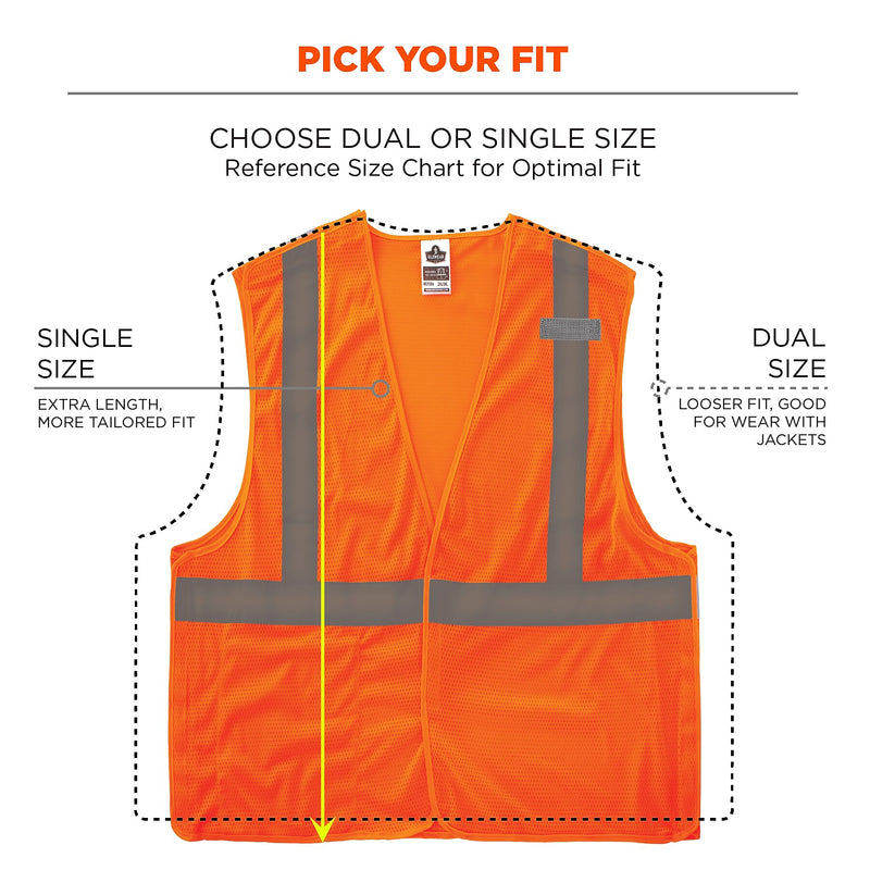 Ergodyne GloWear 8215BA High Visibility Sleeveless Safety Vest, ANSI Class R2, Orange, Large (21065)