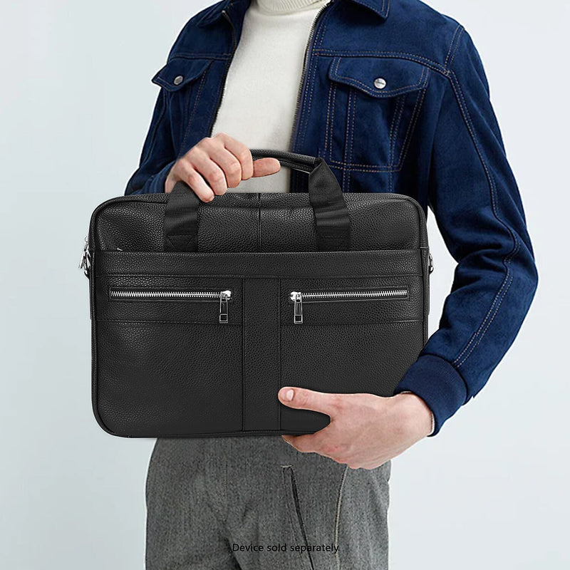 SaharaCase Leather Briefcase, Laptop Compatible, Black (LT00081)