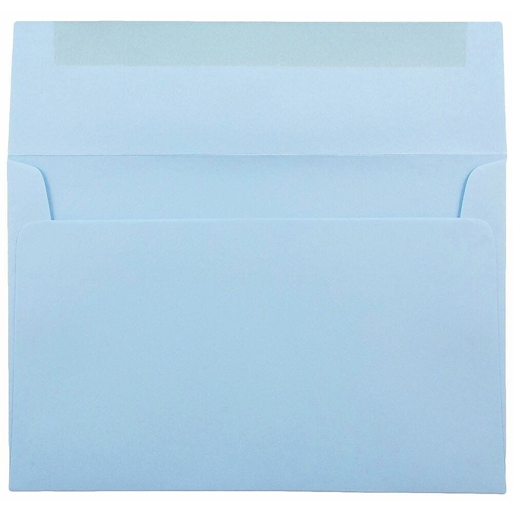 JAM Paper A8 Booklet Envelope 5 1/2" x 8 1/8", Baby Blue, 100/Pack (155630d)