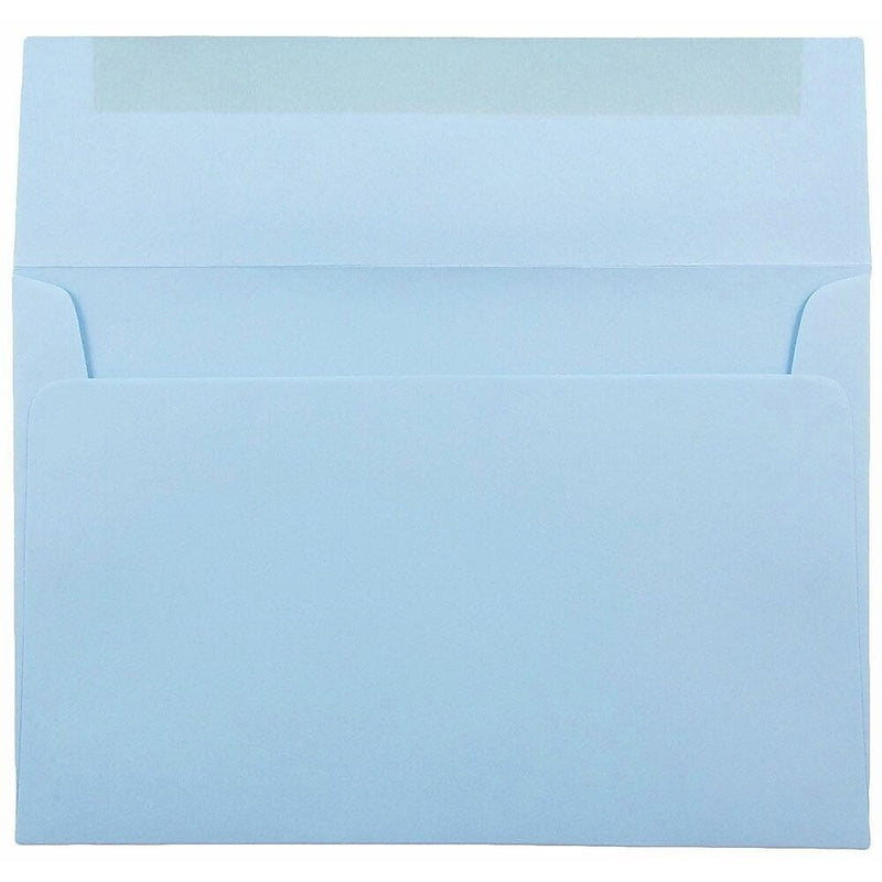 JAM Paper A8 Booklet Envelope 5 1/2" x 8 1/8", Baby Blue, 100/Pack (155630d)
