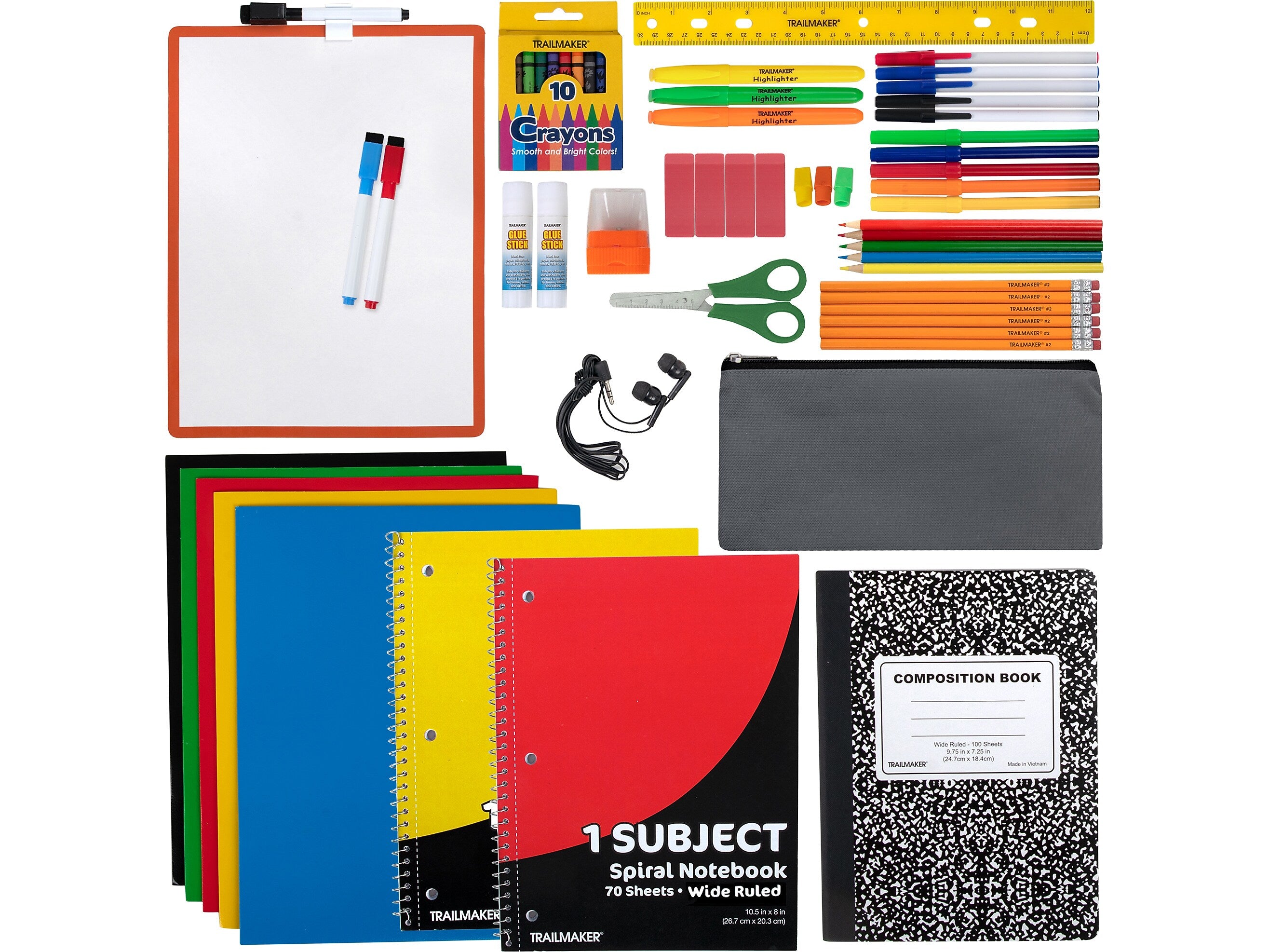 Trailmaker 60-Piece School Supply Kit, Assorted Colors (SS8888)