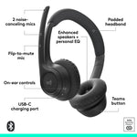 Logitech Zone 305 Wireless Noise Canceling Bluetooth Headset, for Microsoft Teams, Black (981-001457)