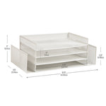 Mind Reader Metal Desktop Organizer Letter Tray, 16.75"L x 9.15"W x 6"H, White (4TSIDE2-WHT)