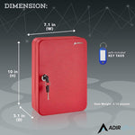 AdirOffice 48-Key Cabinet with Key Lock and Key Tags, Red (681-48-RED-PKG)