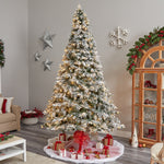 Nearly Natural 10-ft Flocked Vermont Mixed Pine Artificial Christmas Tree with 800 LED Lights and 2200 Bendable Branches (T3387)