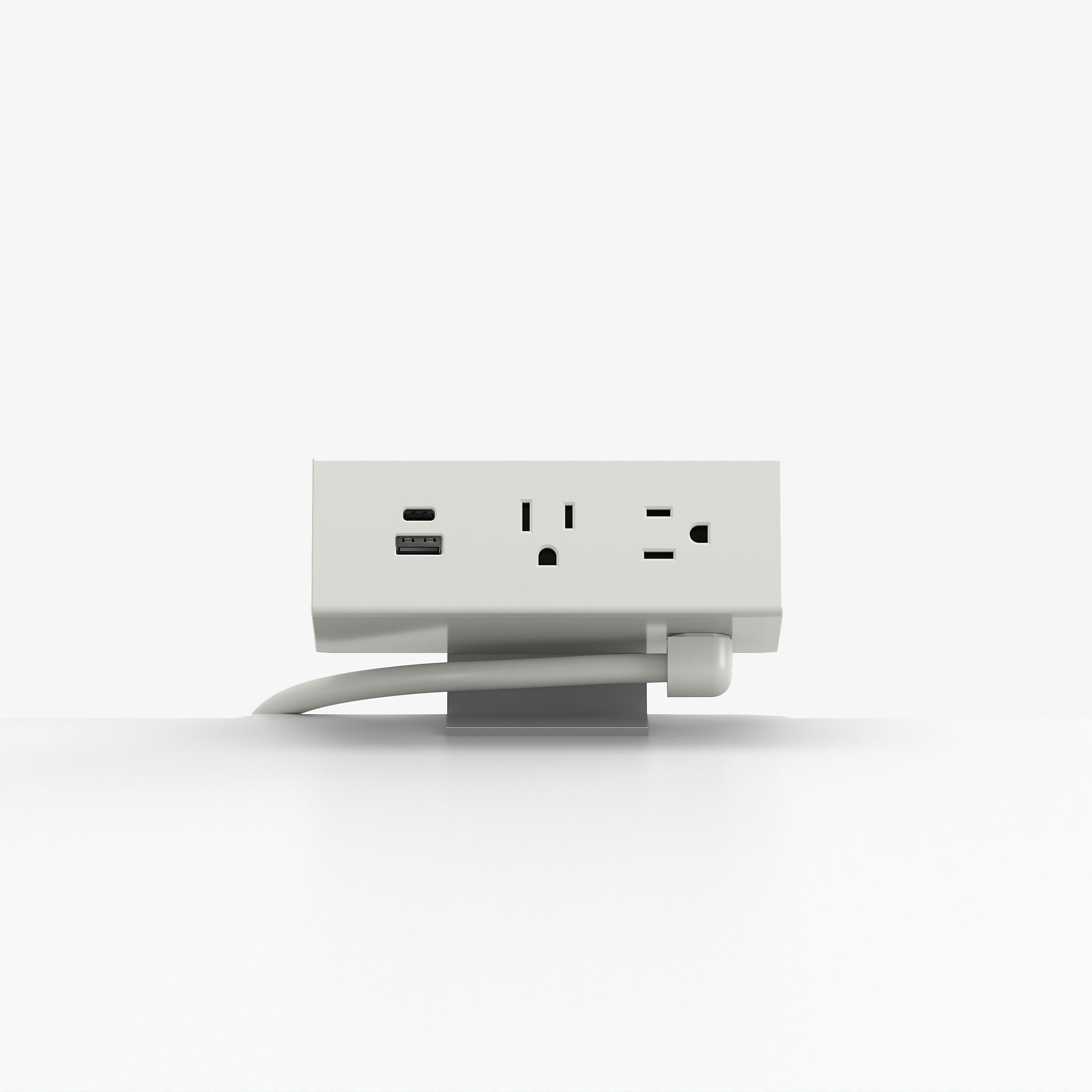 HON Dean Power Modules with Worksurface Clamp, USB A+C Ports, Straight Cord, Snow Paint