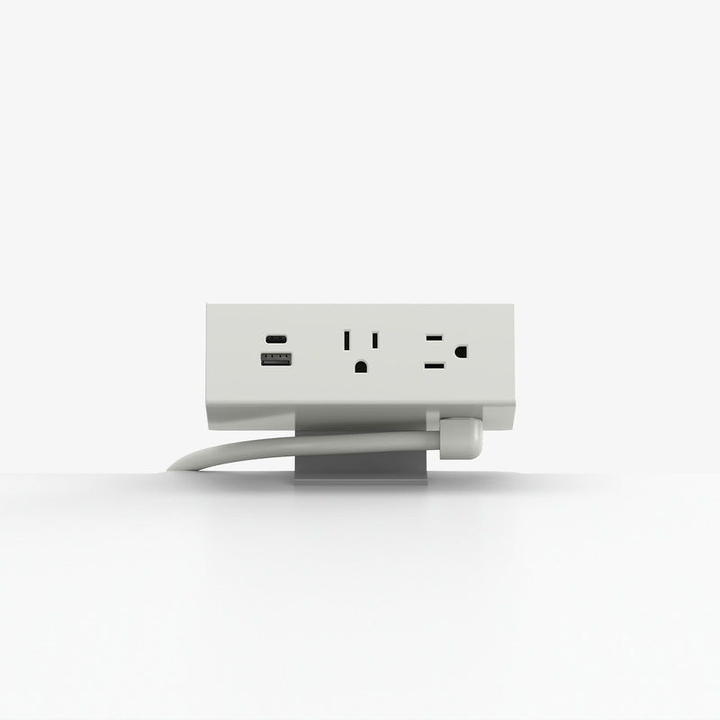 HON Dean Power Modules with Worksurface Clamp, USB A+C Ports, Straight Cord, Snow Paint