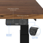 FlexiSpot E7COMMERCIAL 60''W Electric Height Adjustable Standing Desk, Black Walnut/Black(E7BCOM6030-BW)