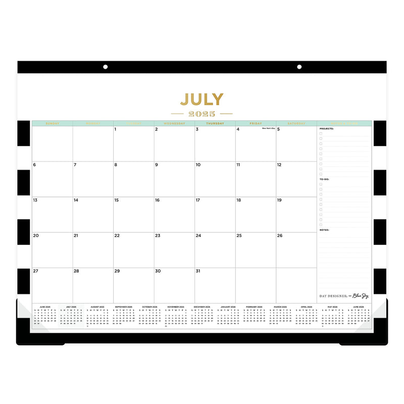 2025-2026 Day Designer for Blue Sky Rugby Stripe 22" x 17" Academic Monthly Desk Pad Calendar (138443-A26)