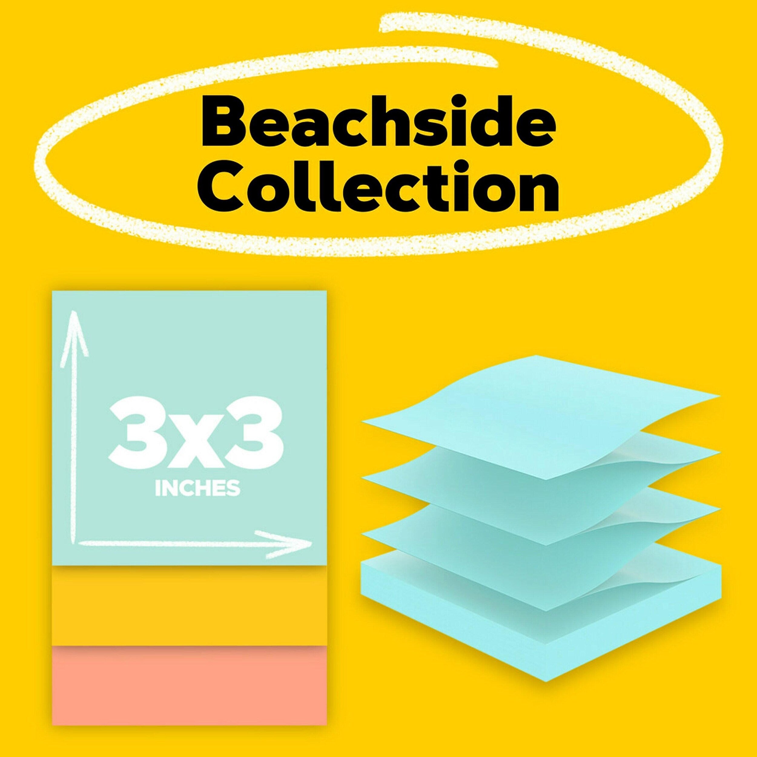 Post-it Pop-up Sticky Notes, 3" x 3", Beachside Café Collection, 100 Sheets/Pad, 18 Pads/Pack (MMMR33018APCP)