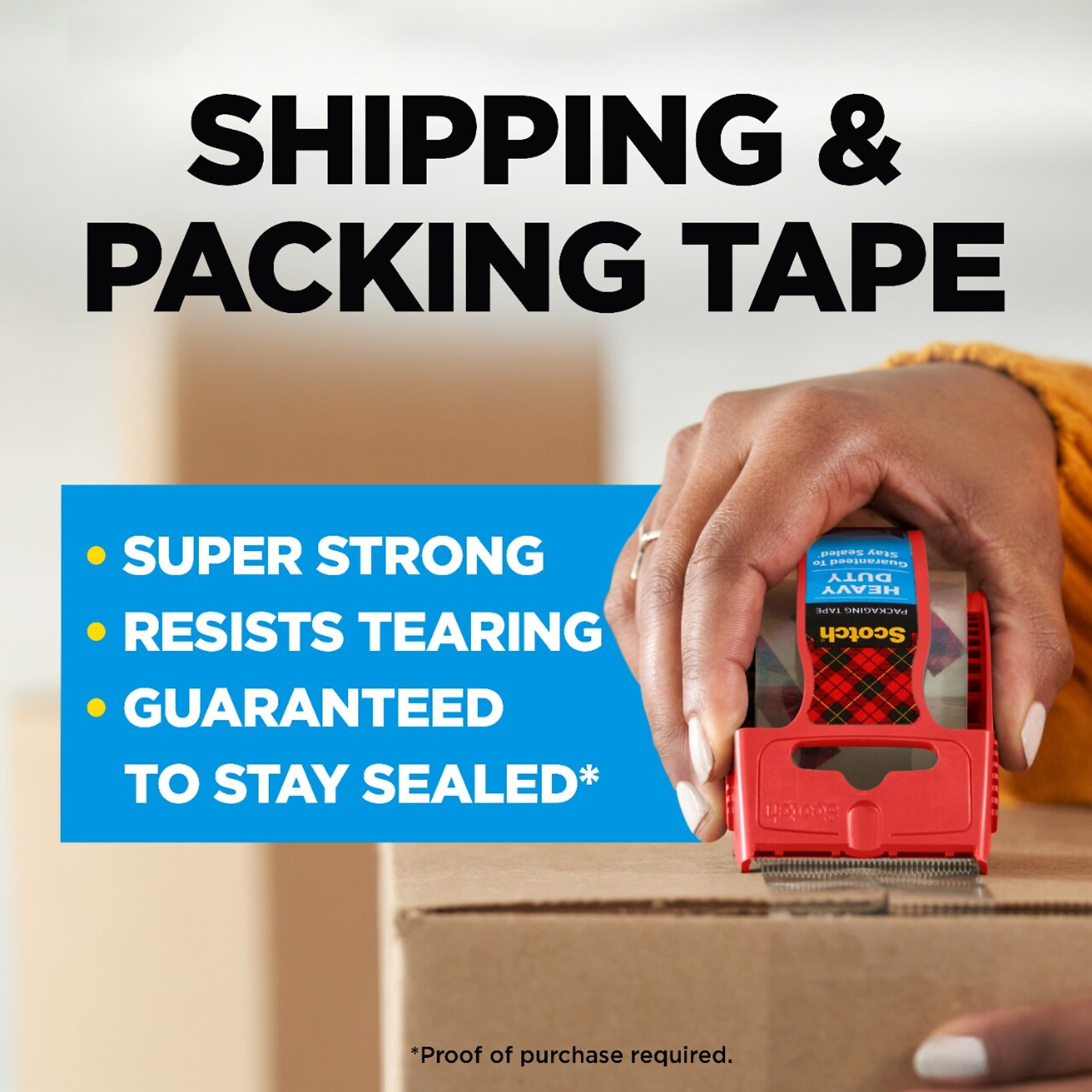 Scotch Heavy Duty Packing Tape with Dispenser, 1.88" x 22.2 yds., Clear, 6/Pack (142-6)