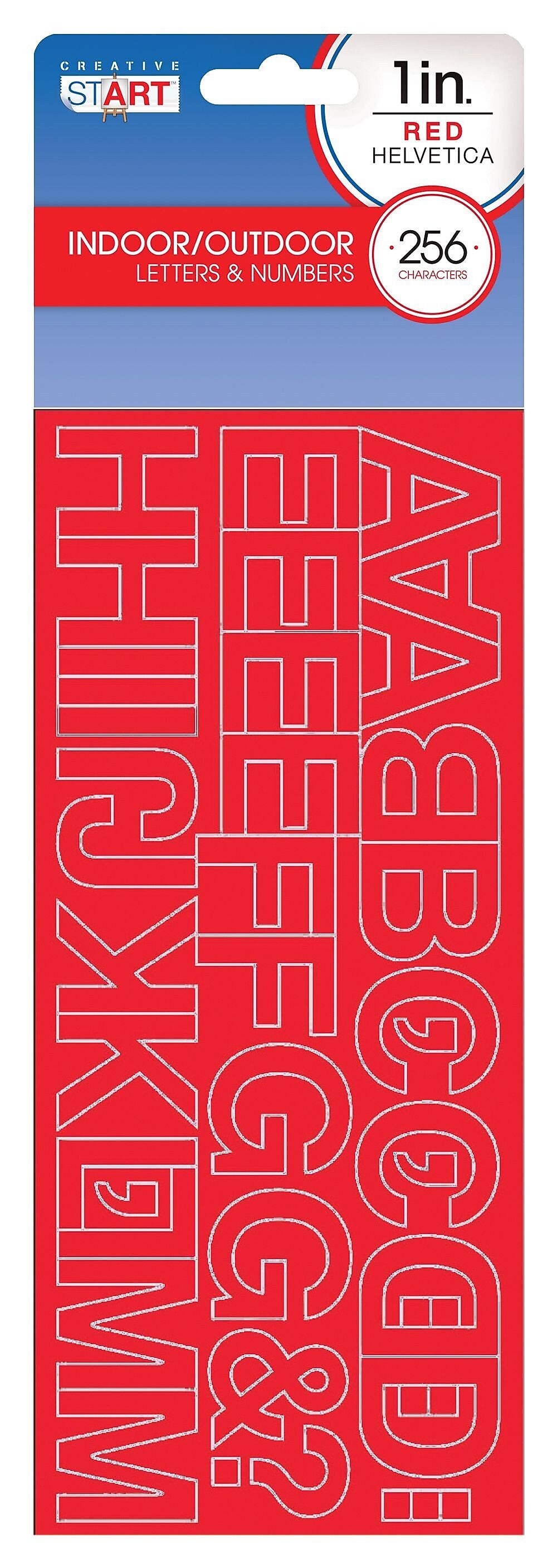Creative Start 1" Self-Adhesive Letters, Numbers, and Characters, Red, 256/Pack, 4 Packs/Bundle (098136PK4)