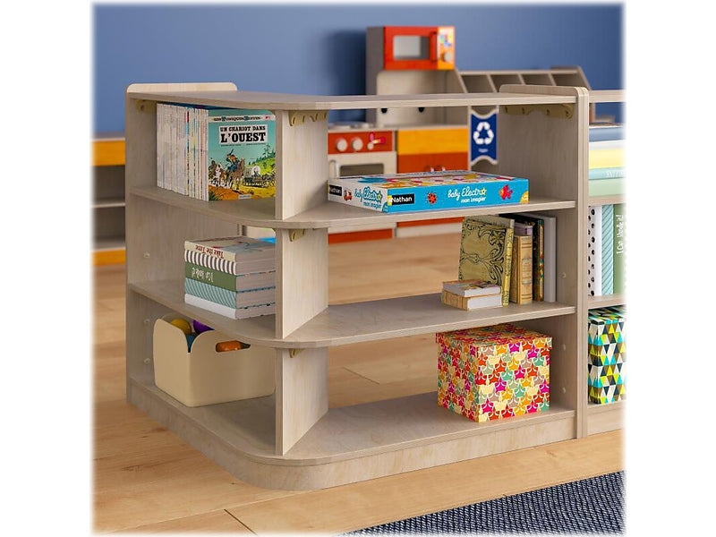 Flash Furniture Bright Beginnings 6-Section Open Corner Storage Unit, 31.5"H x 31.5"W x 31.5"D, Brown (MK-KE24053-GG)
