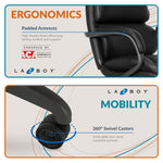 La-Z-Boy Aberdeen Ergonomic Bonded Leather Swivel Executive Chair, Black (51545-BLK)