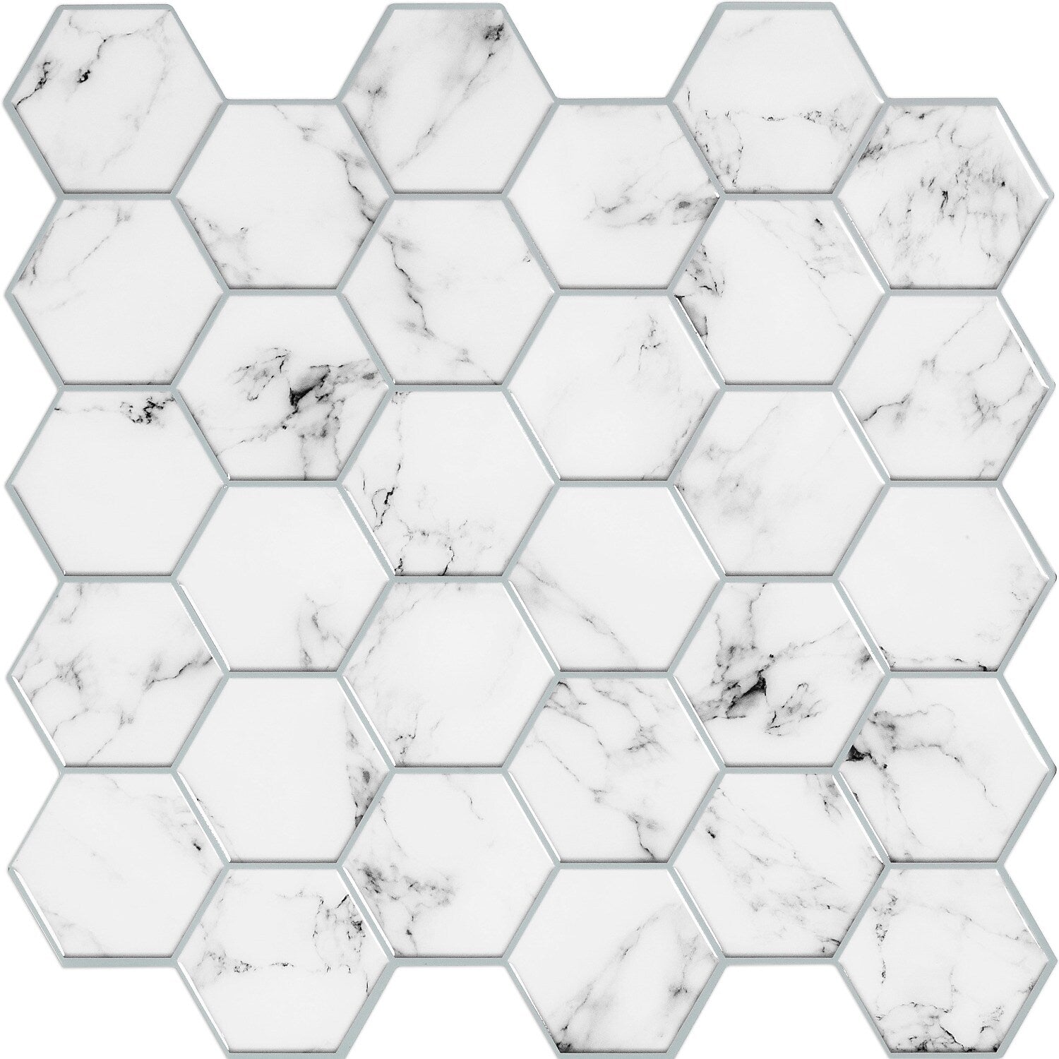 York Wallcoverings Carrara Marble Hexagon Peel and Stick Backsplash (TIL4245FLT)