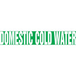 ACCUFORM SIGNS® Self-Stick Pipe Marker, DOMESTIC COLD WATER, 1-1/2" to 2", White/Green, Each