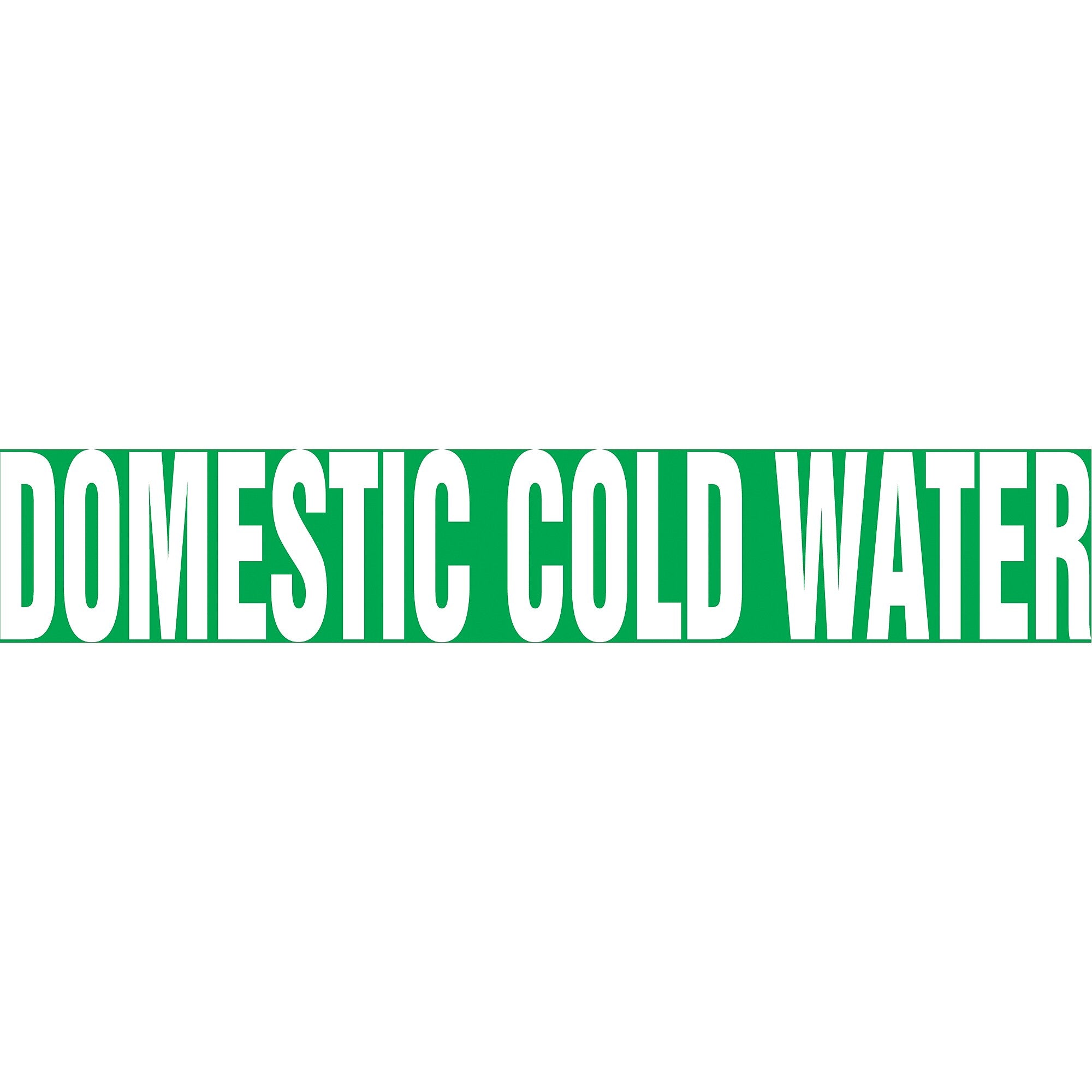 ACCUFORM SIGNS® Self-Stick Pipe Marker, DOMESTIC COLD WATER, 1-1/2" to 2", White/Green, Each