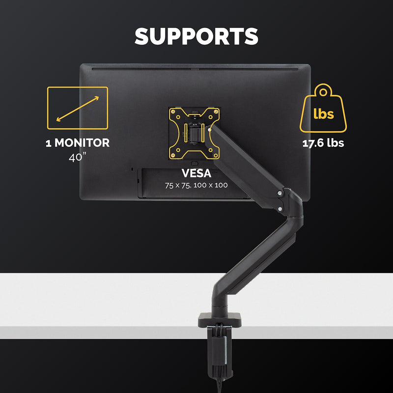 Fellowes Platinum Series Adjustable Monitor Arm, Up to 40" Monitor, Black (8043301)