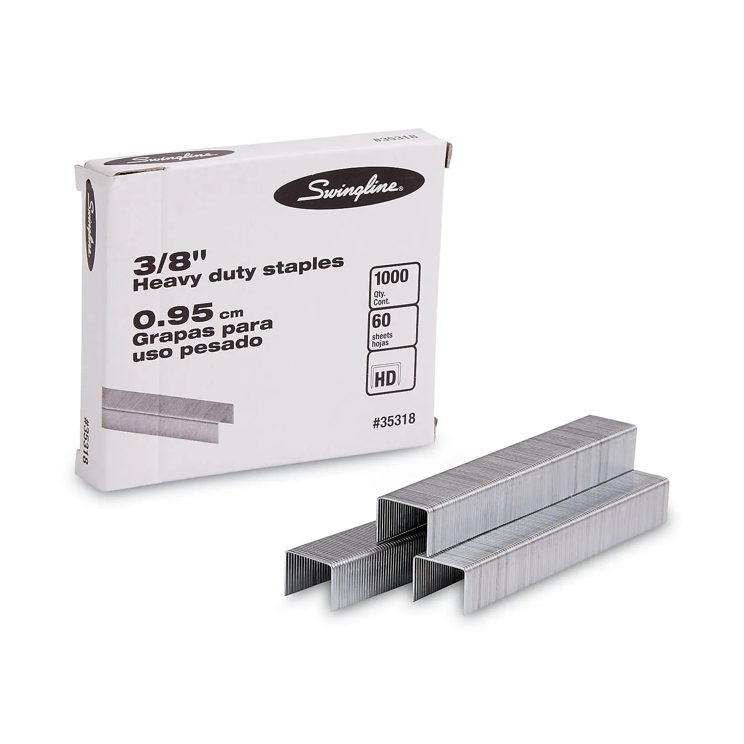 Swingline Premium Heavy Duty Staples, 3/8" Leg Length, 1000/Box (SWI35318)