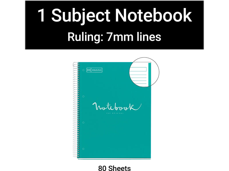 Miquelrius Emotions 1-Subject Notebooks, 8.5" x 11", College Ruled, 80 Sheets, /Carton (11980CS)