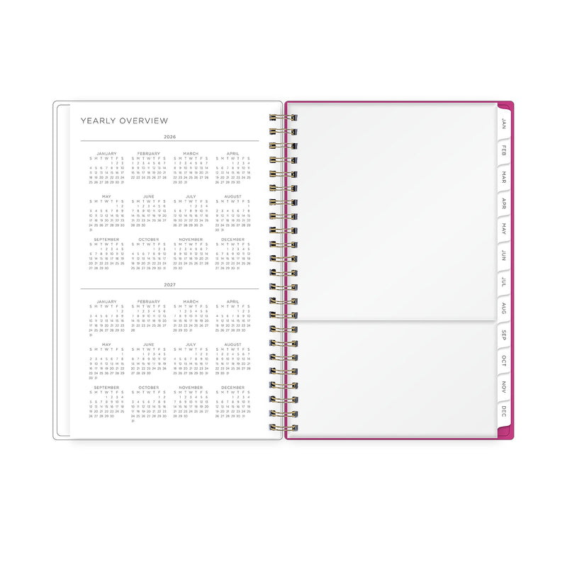Planning Calendar KV Magenta Blooms PP 5x8 RY26 Wkly/Mthly Safety Wirebound -