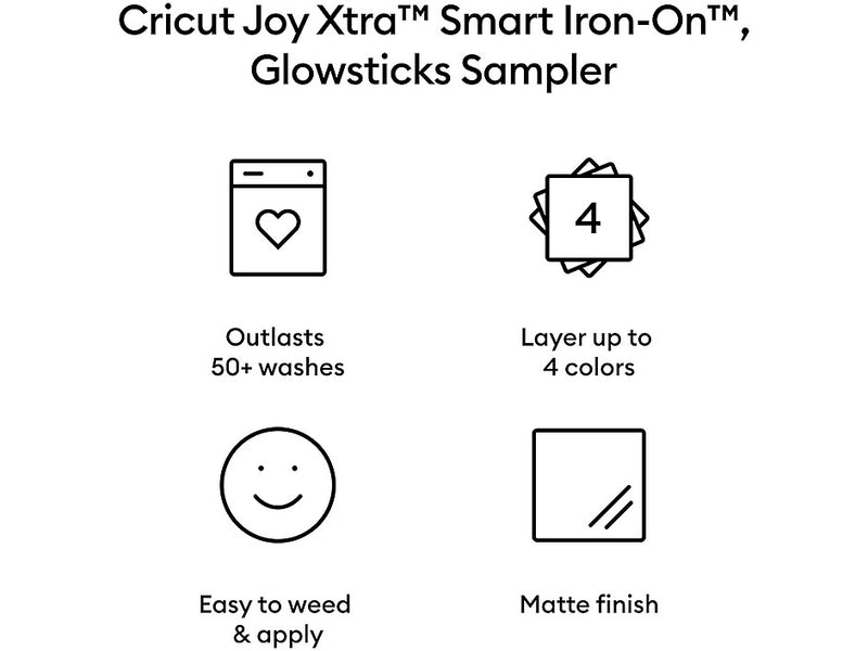 Cricut Joy Xtra Smart Iron-On Glow Sticks Die Cutting Heat-Transfer Vinyl, Assorted Colors, 3/Pack (2010396)