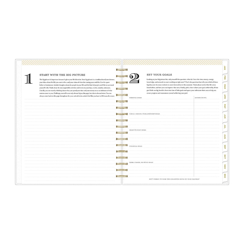 Planning Calendar DD Rugby Stripe Navy Frosted PP 8x10 RY26 Daily/Mthly Safety Wirebound -