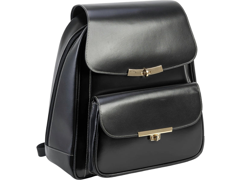 McKlein KENDALL Leather Laptop Backpack, Small, Black (99535)