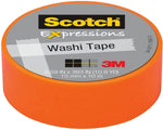 Scotch® Expressions Washi Tape, 0.59" x 10.91 yds., Orange (C314-ORG-J)