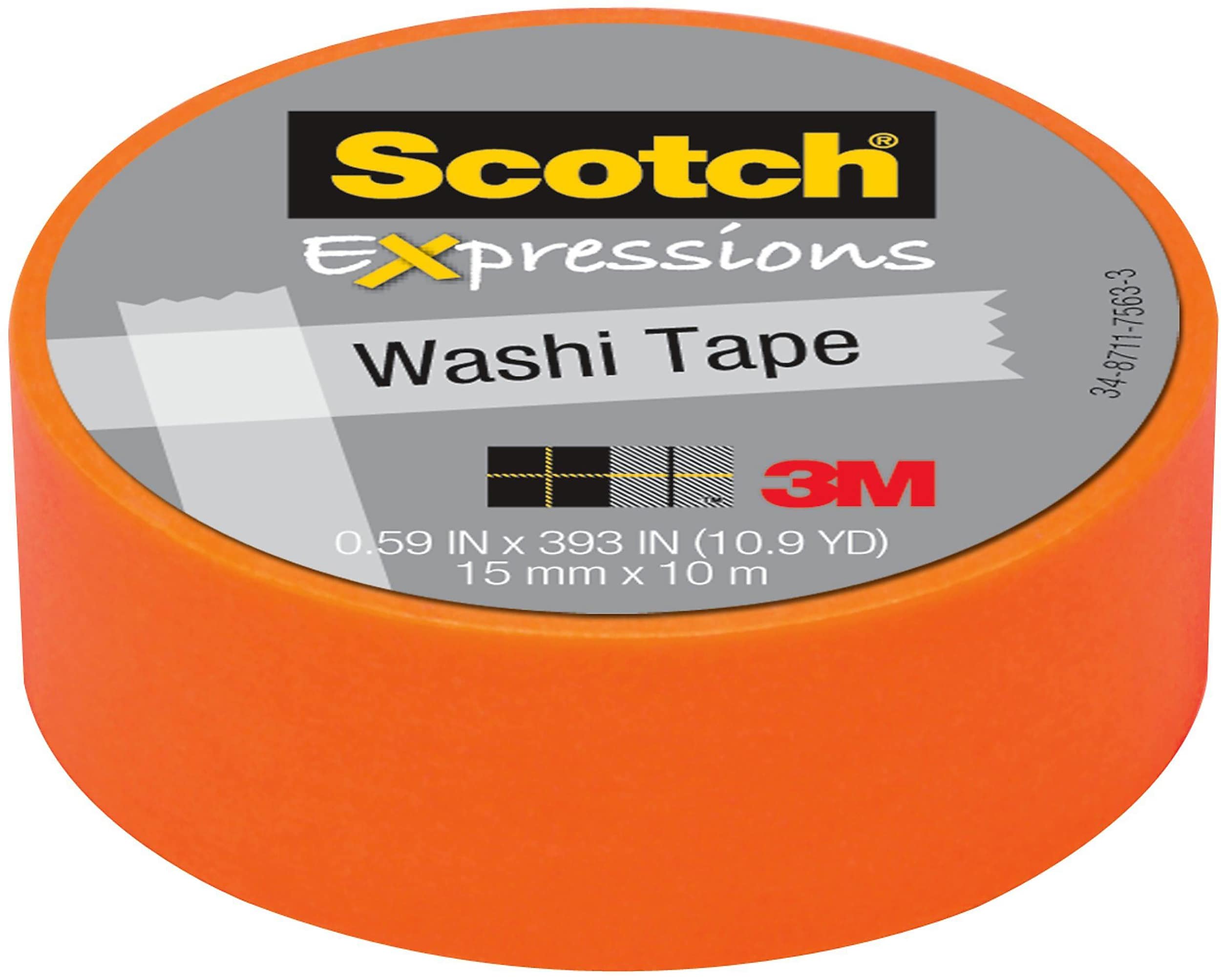 Scotch® Expressions Washi Tape, 0.59" x 10.91 yds., Orange (C314-ORG-J)