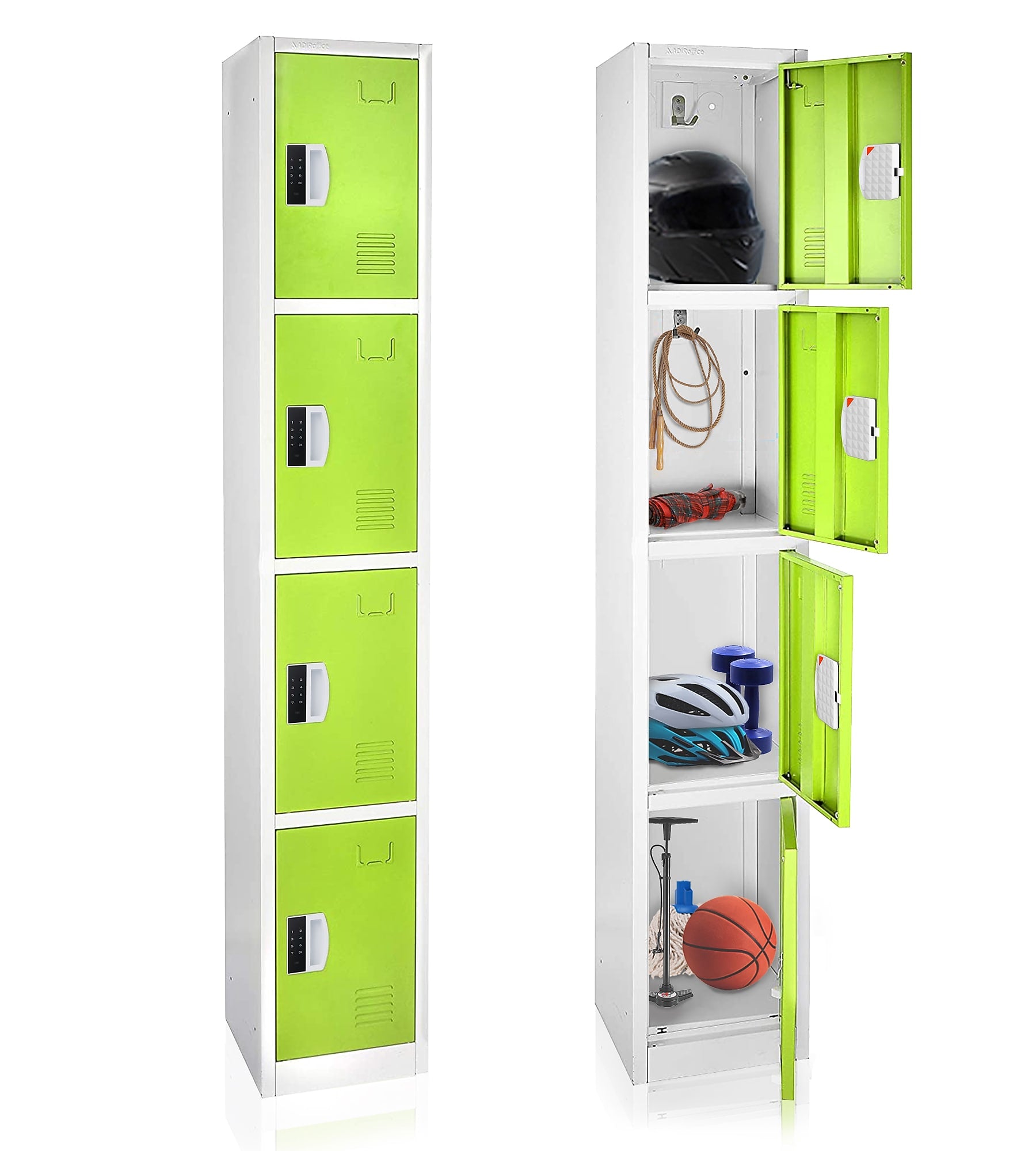 AdirOffice 72"H 4-Tier Green Storage Locker (ADI629-204-GRN-DL)