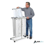 AdirOffice Steel Mobile Blueprint Storage File Storage Cart with (12) 30" Hanging Clamps, Gray (614-6036)