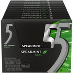 5 Gum Sugar Free Spearmint Rain Gum, 15 Pieces/Pack, 10 Packs/Box (WMW51404)