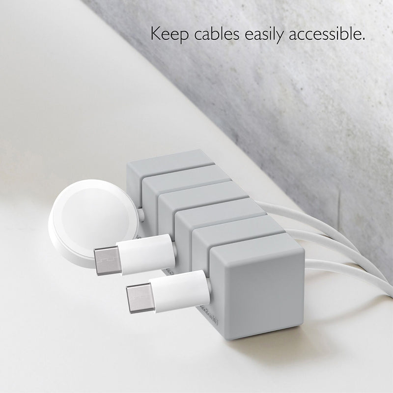Function101 Cable Blocks, Magnetic Cable Organizers, Gray, 3/Pack (F101-CBXG3)