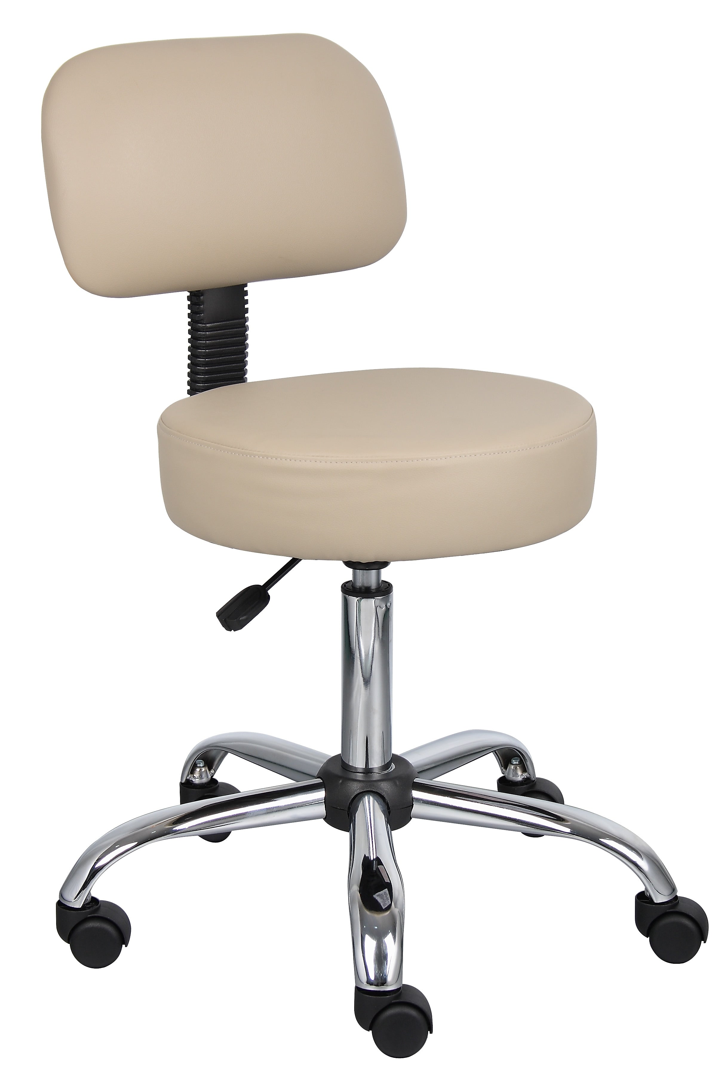 Boss Caressoft Armless Doctor's Stool with Backrest, Beige (B245-BG)