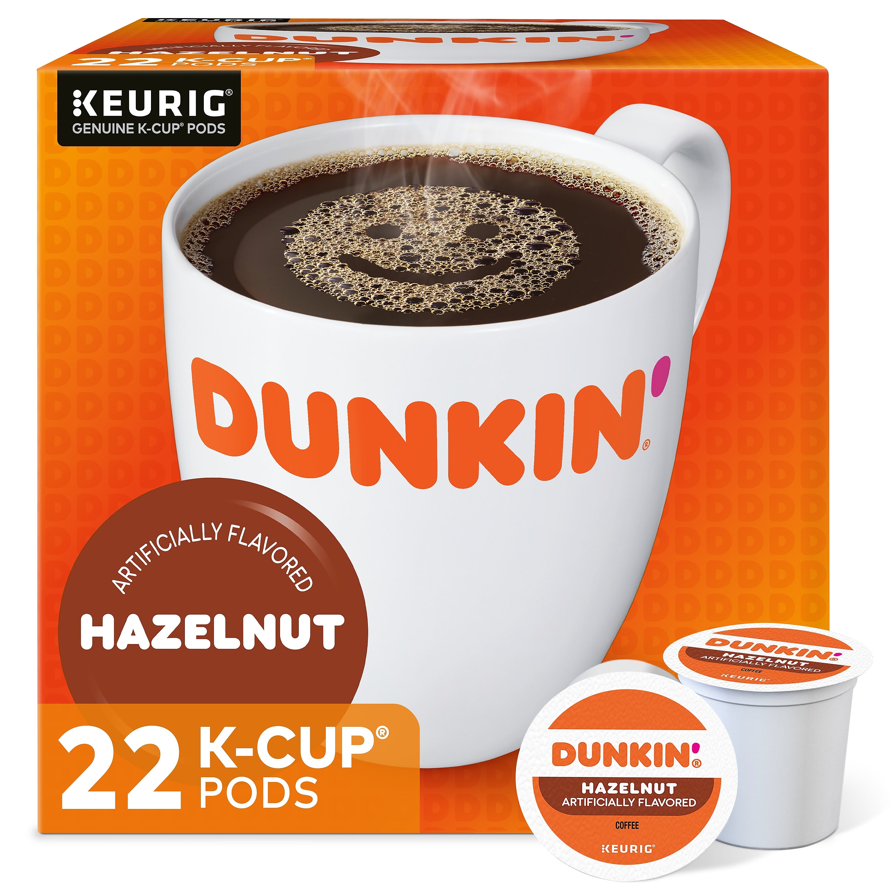 Dunkin' Hazelnut Coffee, Medium Roast, 0.37 oz. Keurig® K-Cup® Pods, 22/Box (400848)